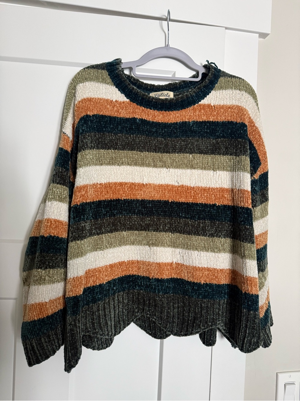 Striped Chenille Crew Sweater